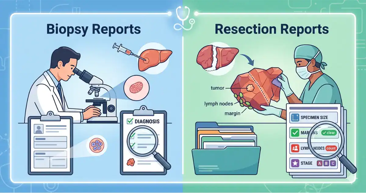 Differences Between Biopsy Reports and Resection Reports