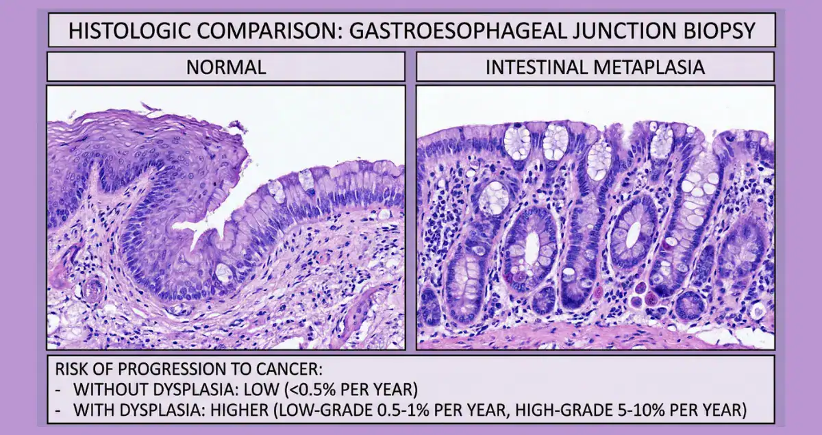 What does intestinal metaplasia mean