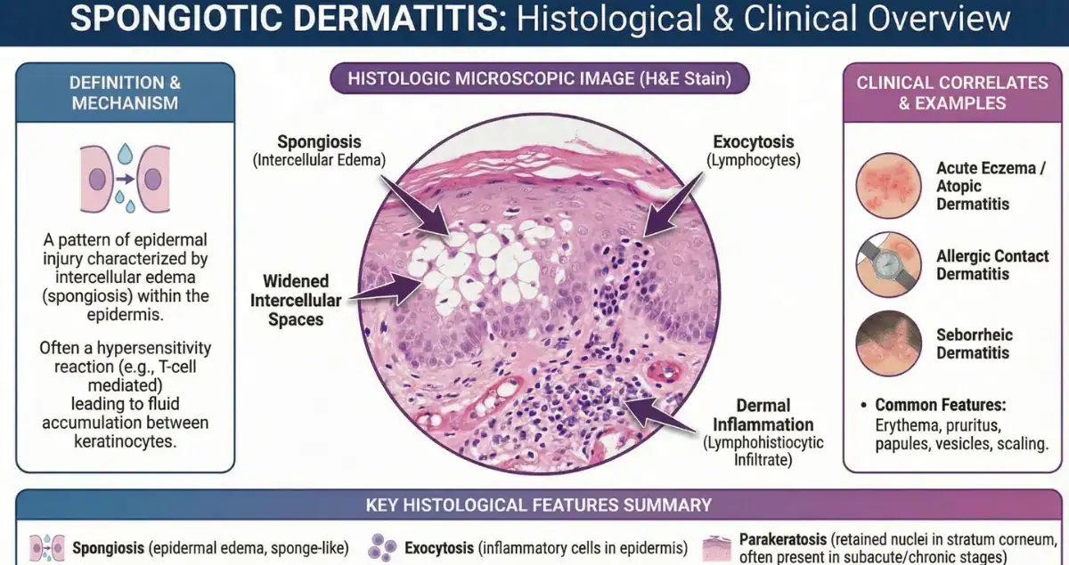 What does spongiosis mean in skin biopsy