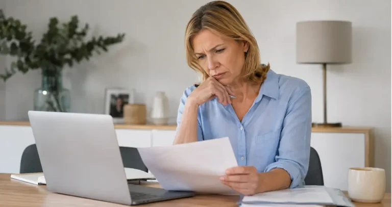 Woman reviewing a cancer pathology report at home before seeking a formal pathology second opinion from Honest Pathology