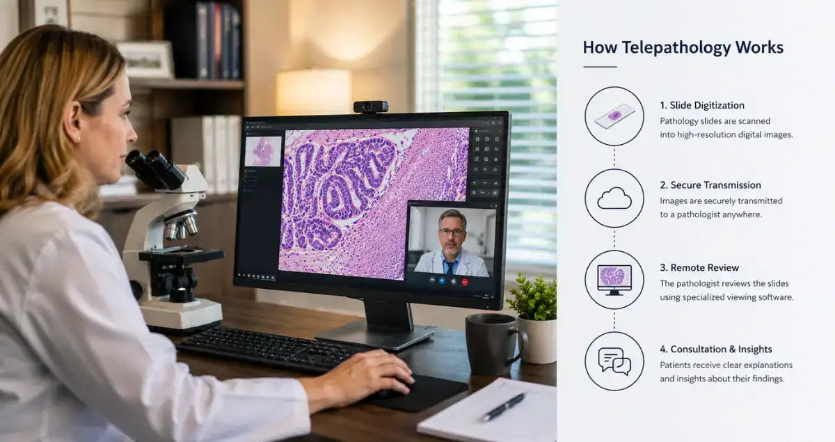 How telepathology works with remote slide review and digital pathology consultation at Honest Pathology