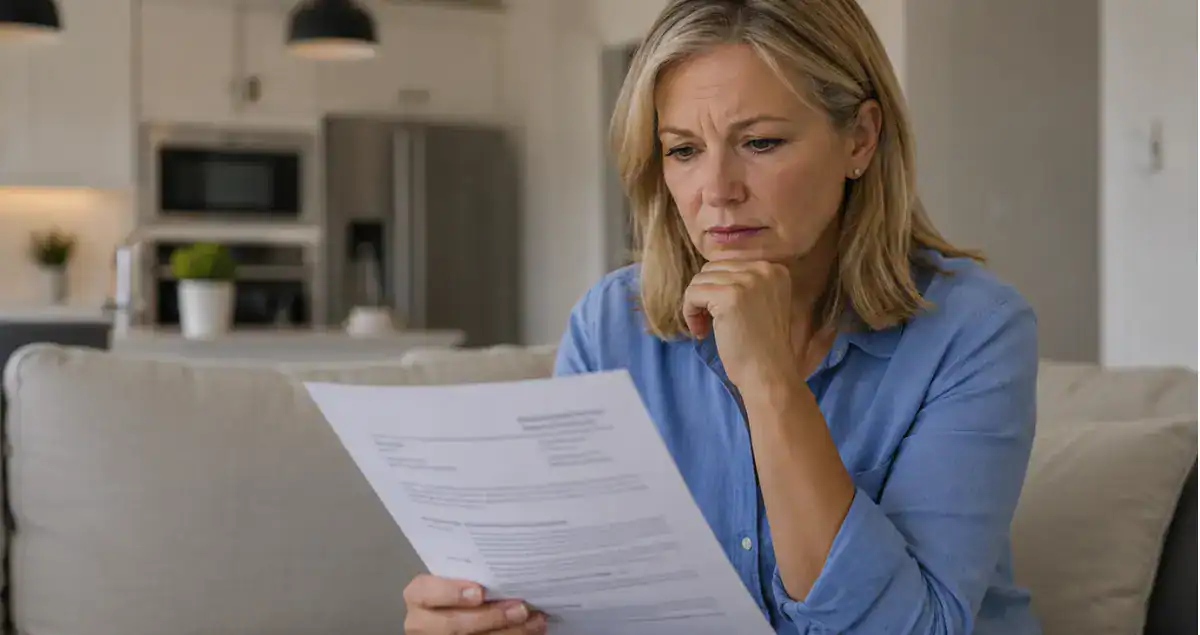 Woman reviewing a cancer pathology report at home while considering a second opinion consultation from Honest Pathology