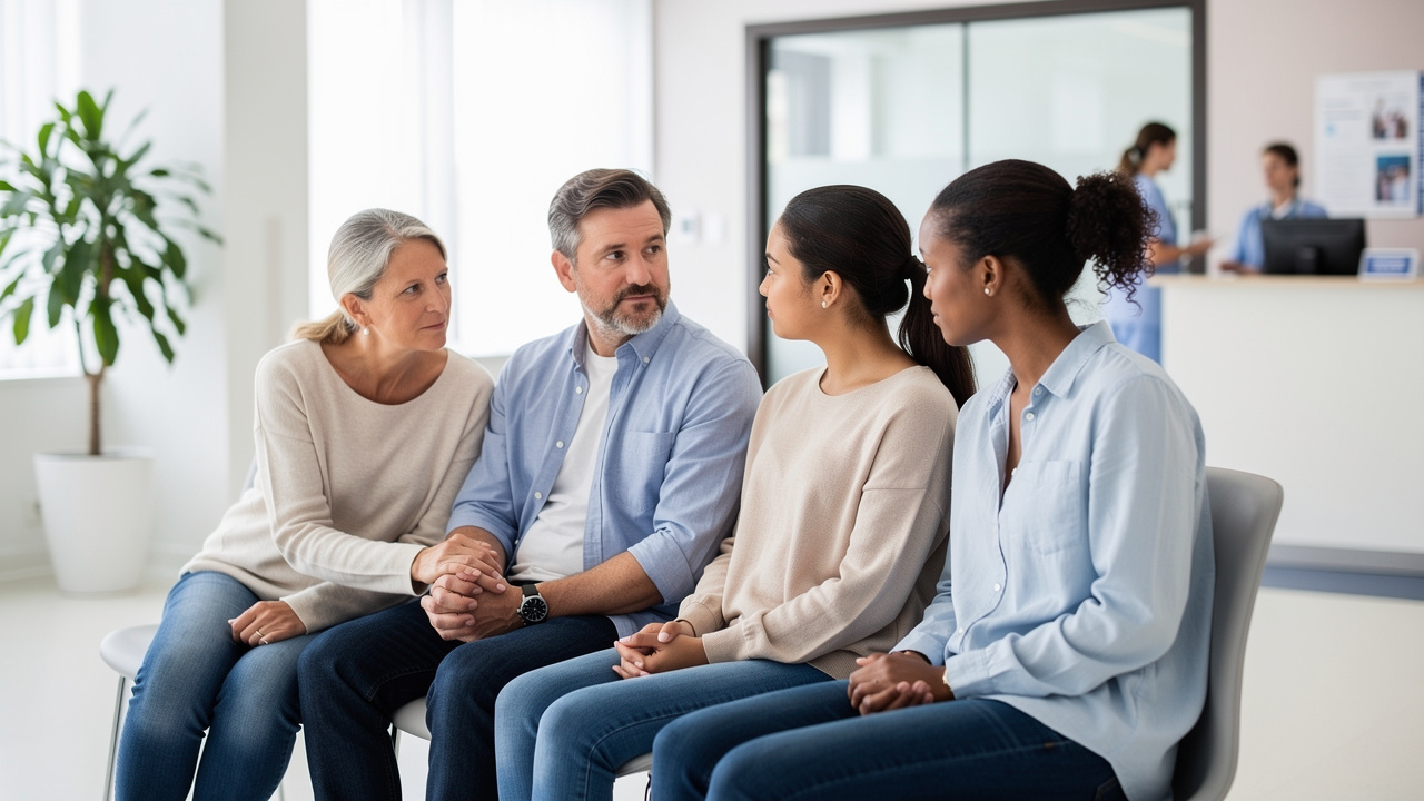 Family waiting together while Pathology consultation results are being reviewed by the care team.