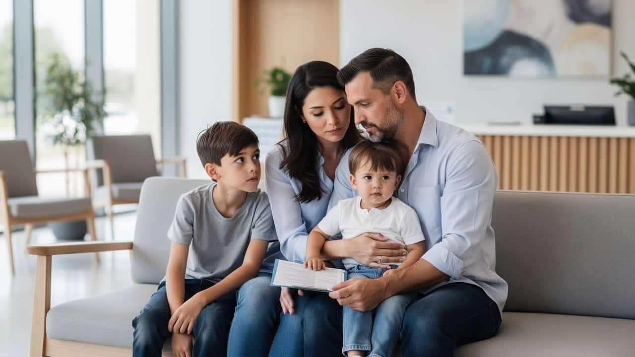 A family waits together while preparing questions about a pathology report second opinion.