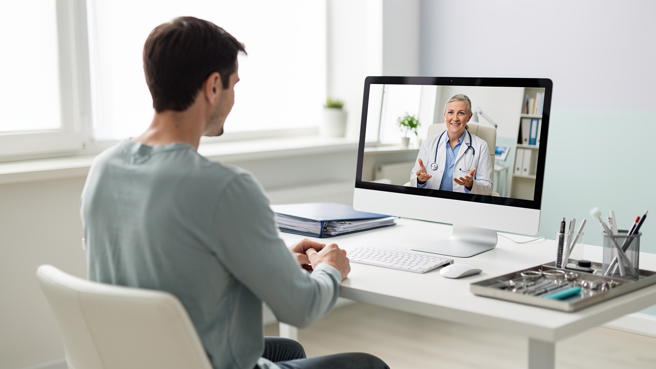 A telemedicine visit helps a patient discuss pathology second opinion accuracy with a specialist.