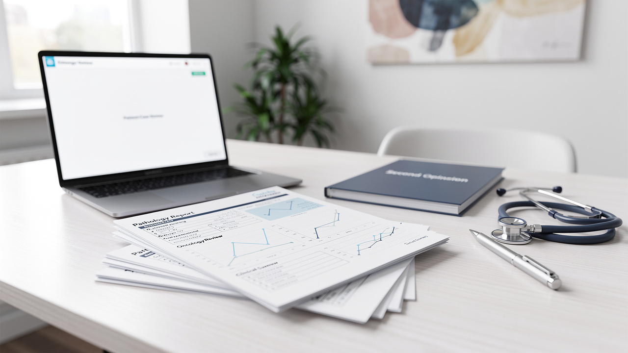 Medical records and reports prepared for a pathology second opinion and oncology review. Medical records and reports prepared for a pathology second opinion and oncology review.