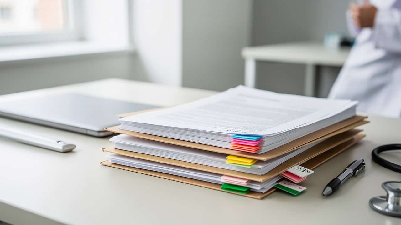 Organized medical records prepared for a Second pathology opinion and report review.