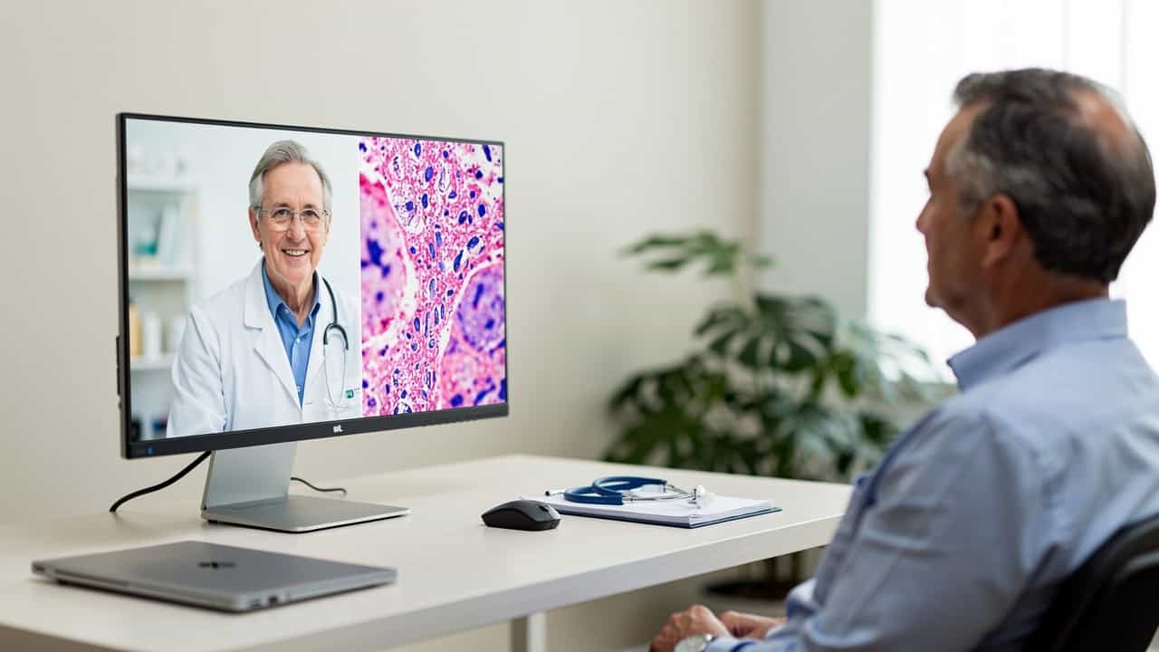 A telemedicine visit helps a patient understand Subspecialty pathology diagnosis.