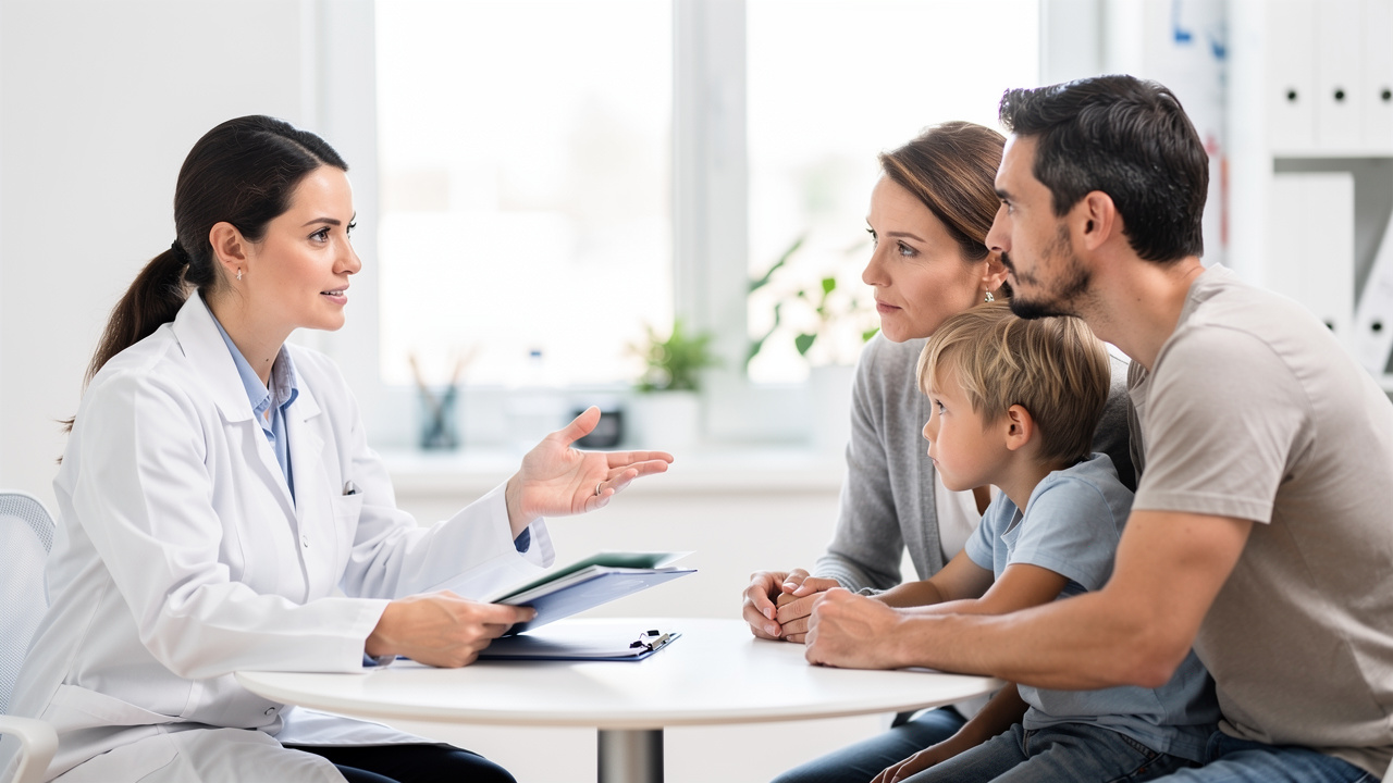 Doctor explaining records to a family asking about a Wrong autopsy report.