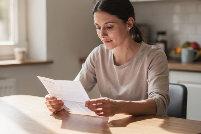 Person reading a letter at a kitchen table after receiving an ANA positive blood test result