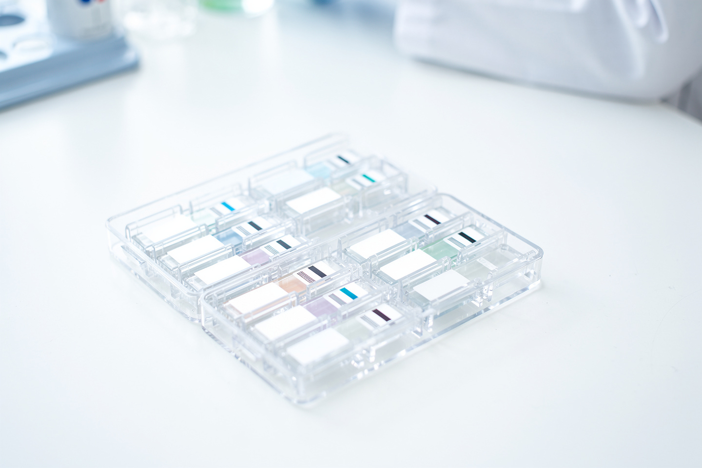 Close-up of a pathology slide tray representing how to get a second opinion on your pathology report