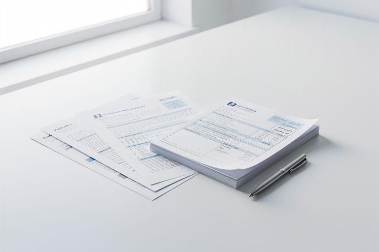Pathology report pages and an invoice on a desk illustrating whether a pathology second opinion consultation is worth the cost
