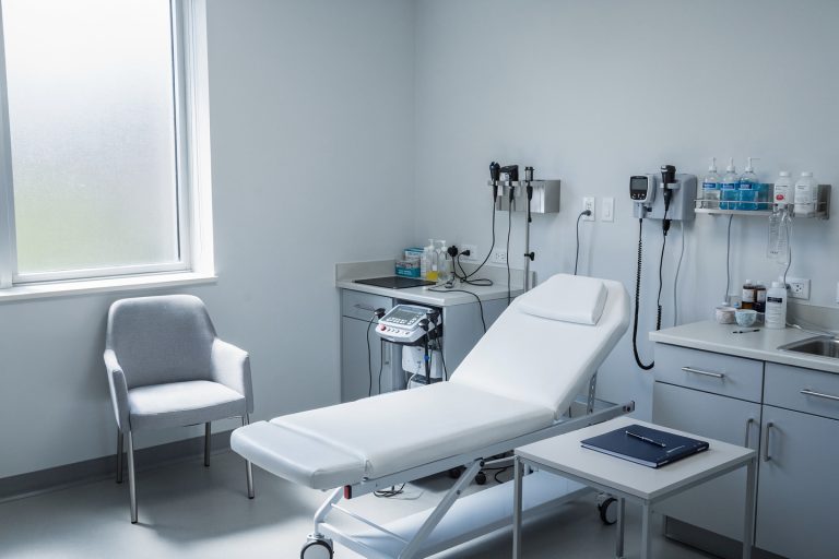 Empty pre-surgery exam room representing a second opinion before surgery and the importance of confirming diagnosis and records.